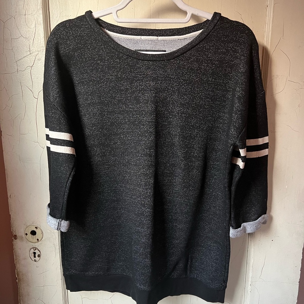 Maison Scotch by Scotch & Soda Black Heathered 3/4 sleeve sweatshirt
